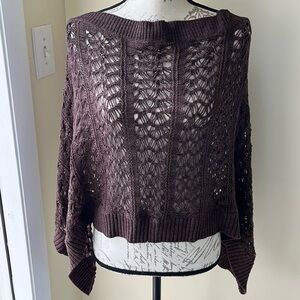 MUDD Brown Marl Stitch Poncho. Crotchet / Knit. Size Small / Medium.  NWT.